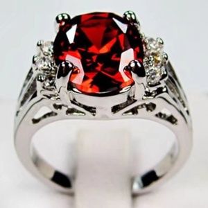 Womens Vintage White Gold Filled Cz Round Ring A1